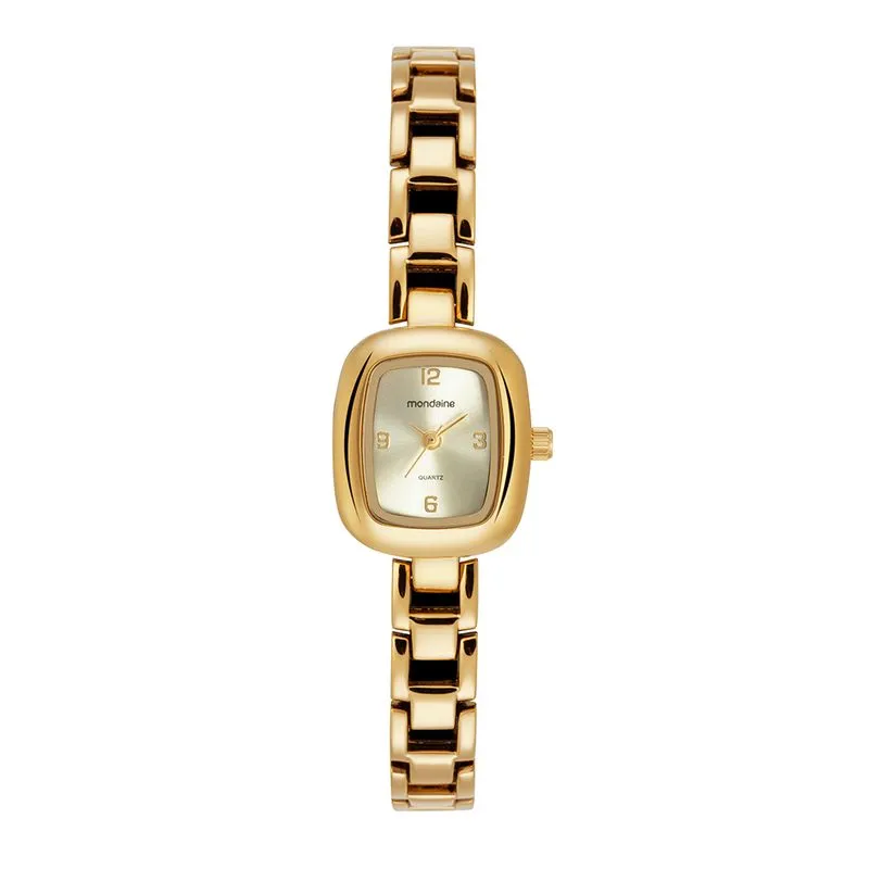 Relógio Feminino Quadrado Metal Dourado