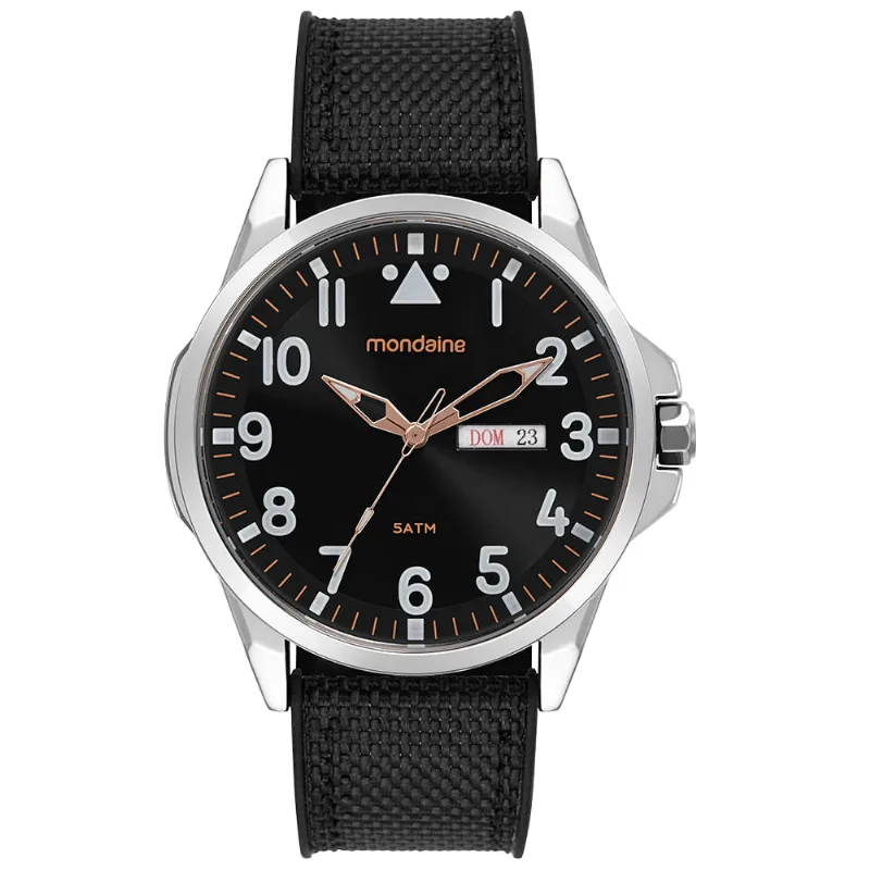 Relogio Masculino Preto Sport Couro Genuíno