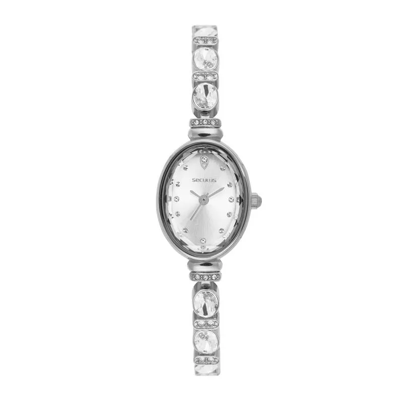 Relógio Seculus Feminino Oval Bracelete Prateado