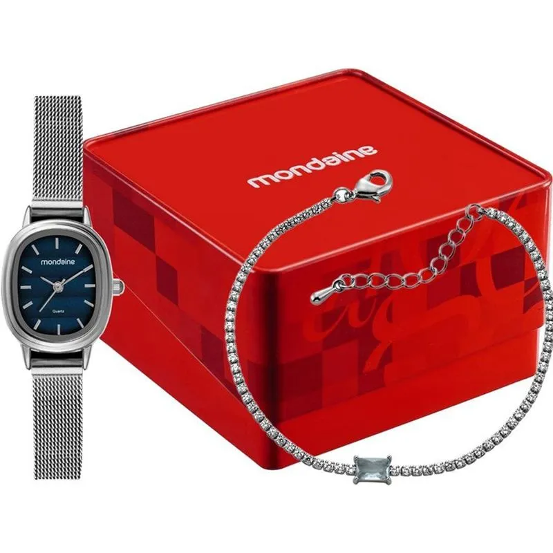 Kit Relógio Feminino Mondaine Prata 99883L0MKNE3K1