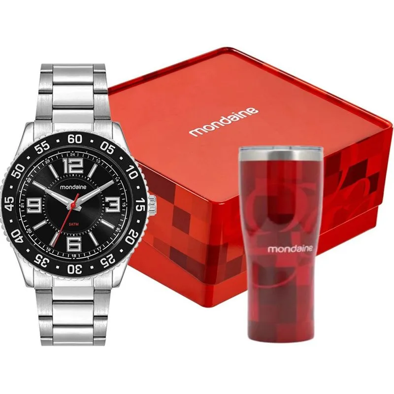 Kit Relógio Masculino Mondaine Prata 33035G0MKNE2K1