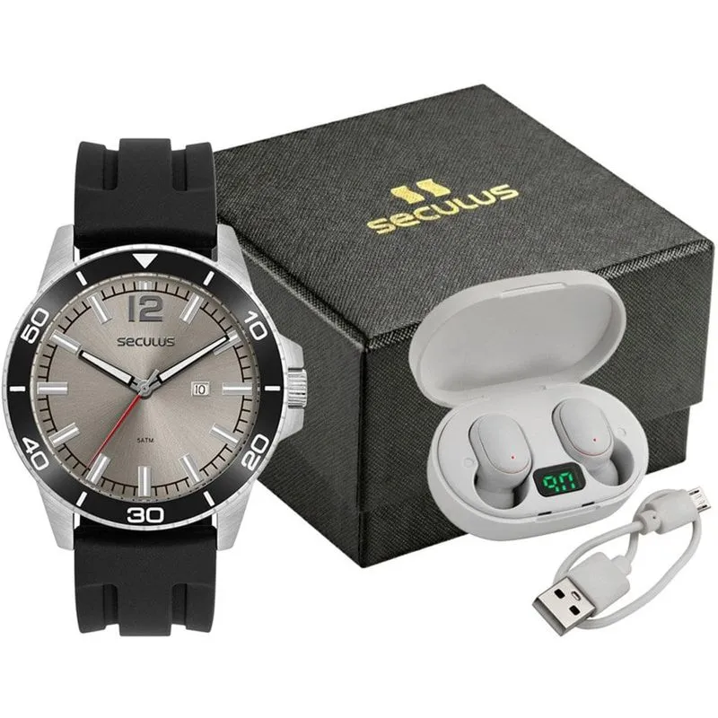 Kit Relógio Masculino Seculus Preto 44348G0SKNU1