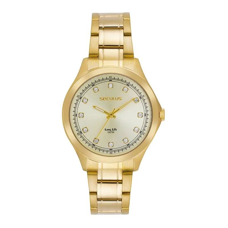Relógio Feminino Analógico Texturizado Dourado. Relógio Feminino Analógico Texturizado Dourado