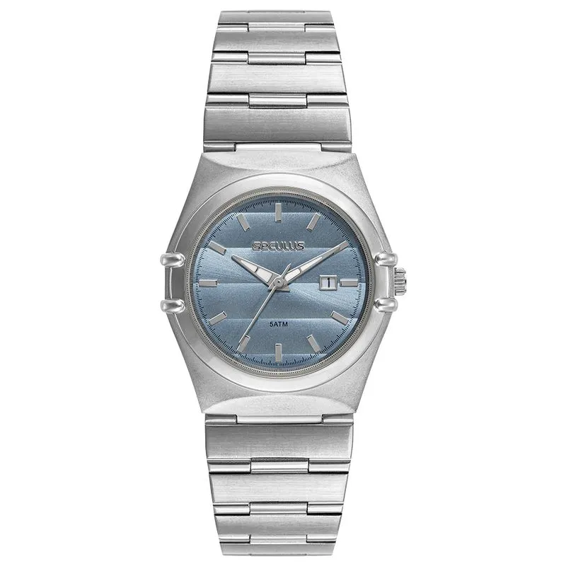 Relógio Feminino Calendário Pulseira Integrada Azul