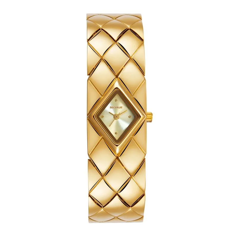 Relógio Bracelete Feminino Losango Dourado