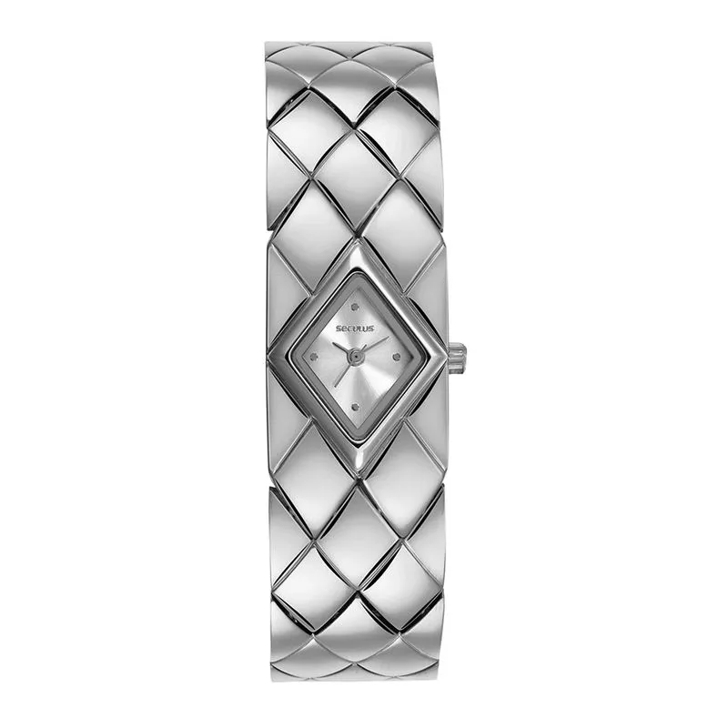 Relógio Bracelete Feminino Losango Prata