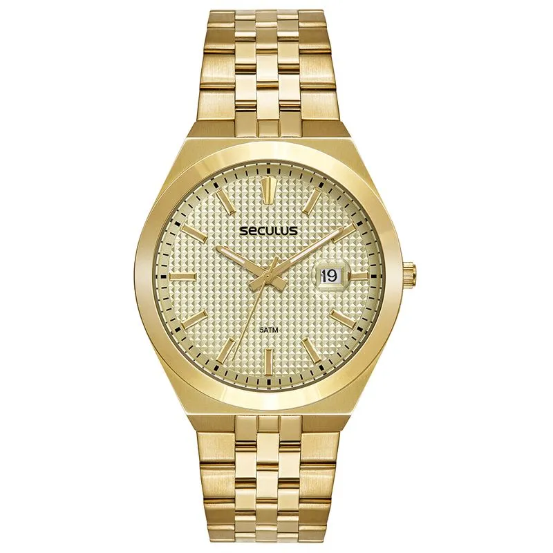 Relógio Masculino Analógico Caixa Slim Dourado