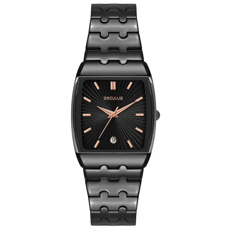 Relógio Masculino Pulseira Dfirefenciada Aço Preto