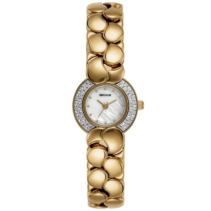 Relógio Feminino Diamond Cut Pequeno Dourado