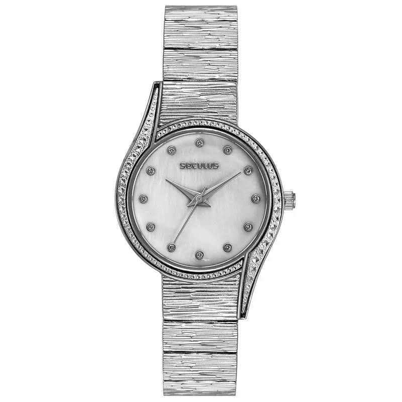 Relógio Feminino Analógico Diamond Cut Madrepérola