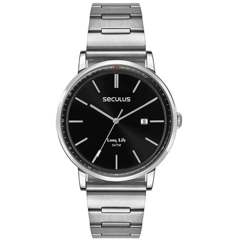 Relogio Masculino Slim Analógico Aço Inox Prata Séculus