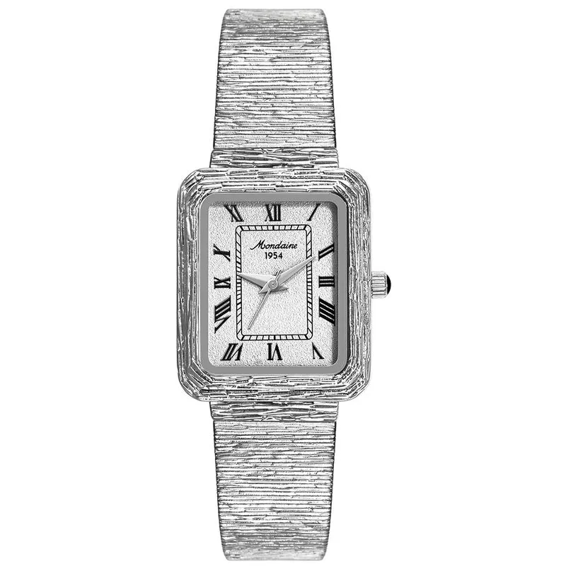 Relógio Feminino Vintage Caixa Texturizada Prata
