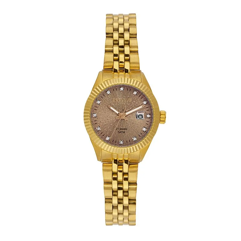 Relógio Feminino Automático com Calendário Rosa