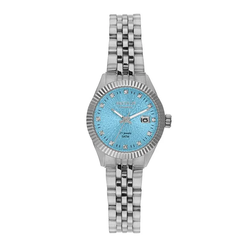 Relógio Feminino Automático com Calendário Azul