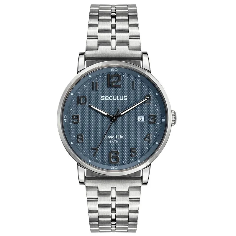Relógio Masculino Semi Slim Mostrador Azul