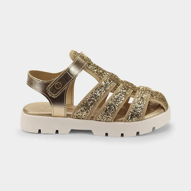 Sandália Infantil Bibi Plataforma 2.0 Dourada com Glitter 28