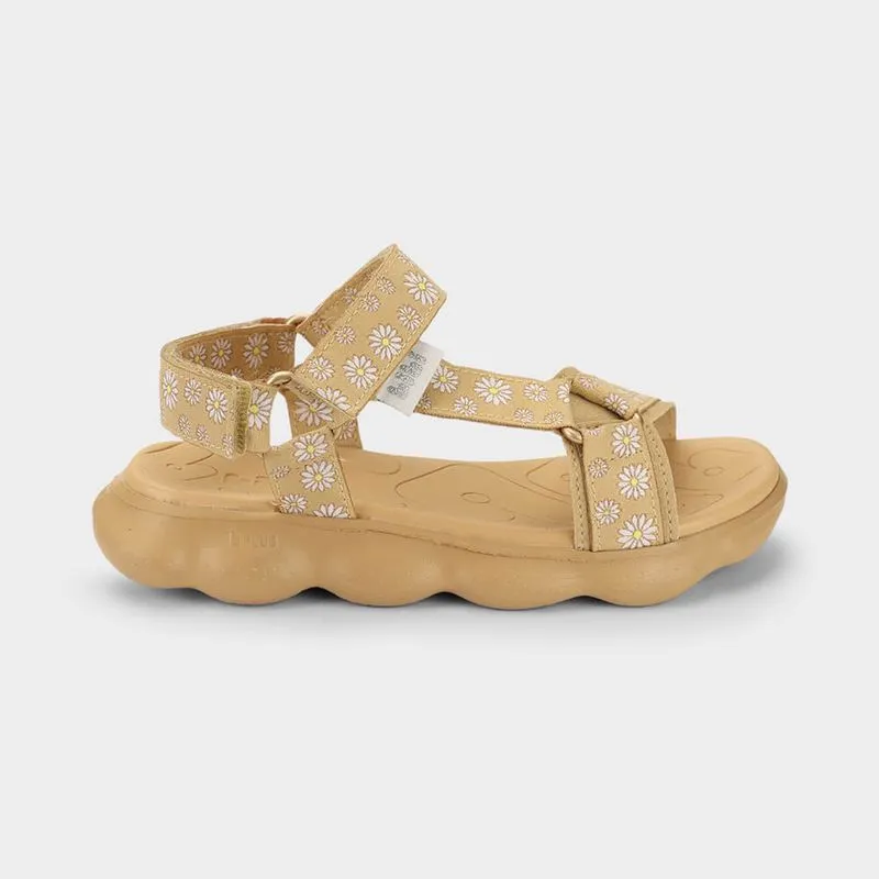 Sandália Infantil Bibi Sandals Sport Bege com Flores 28