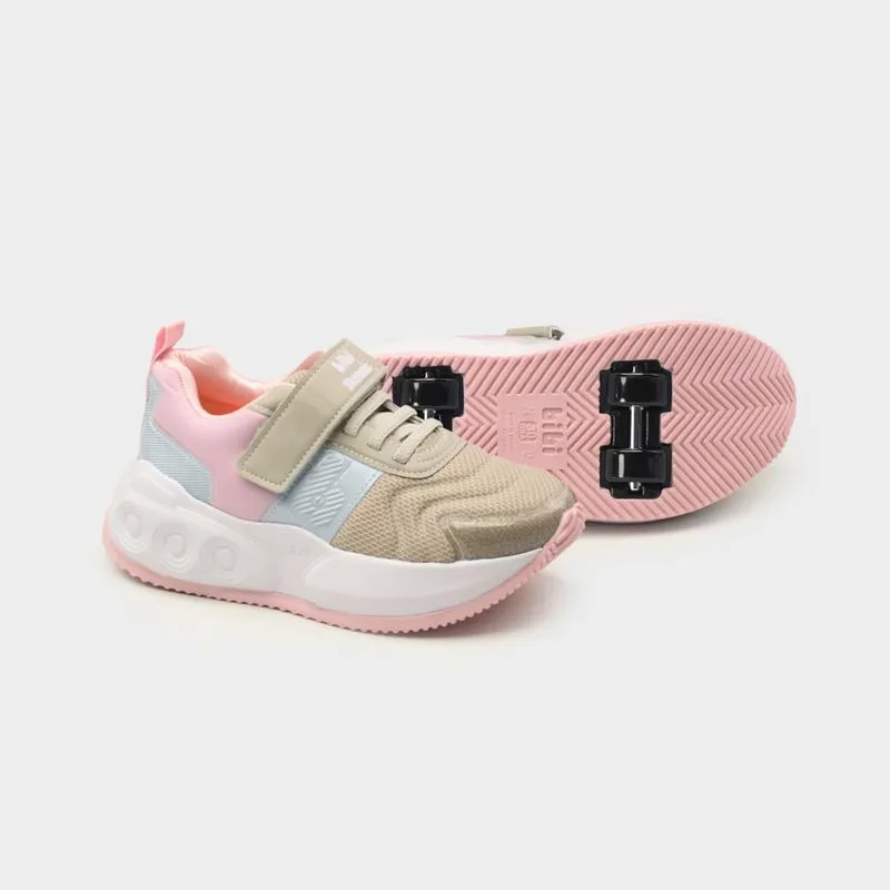 Tênis de Rodinhas Infantil Bibi Skatenis Cinza com Rosa 33