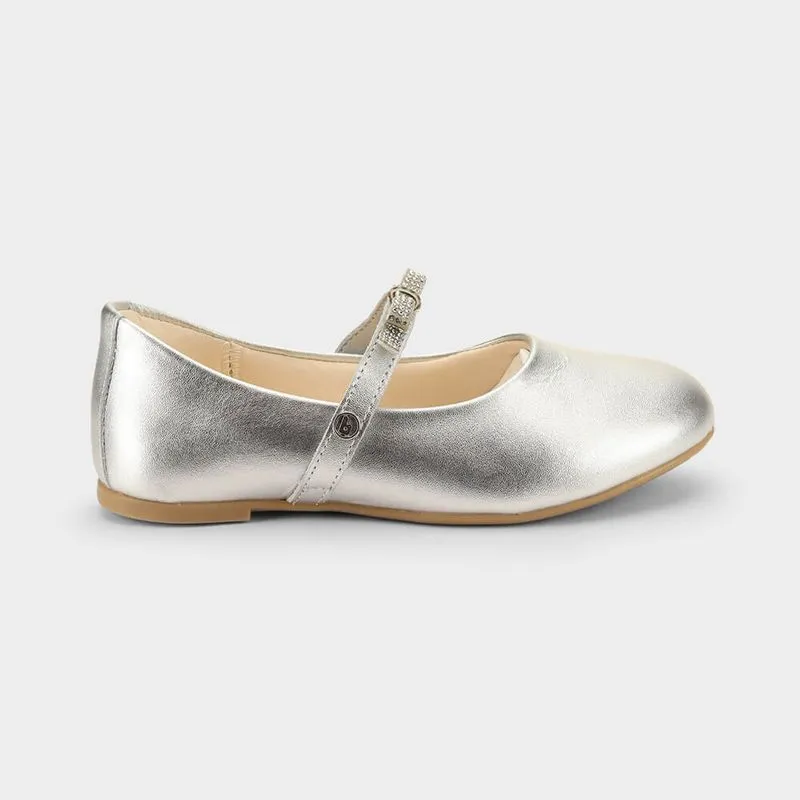 Sapatilha Infantil Bibi Ballerina Basic Prata com Laço 30
