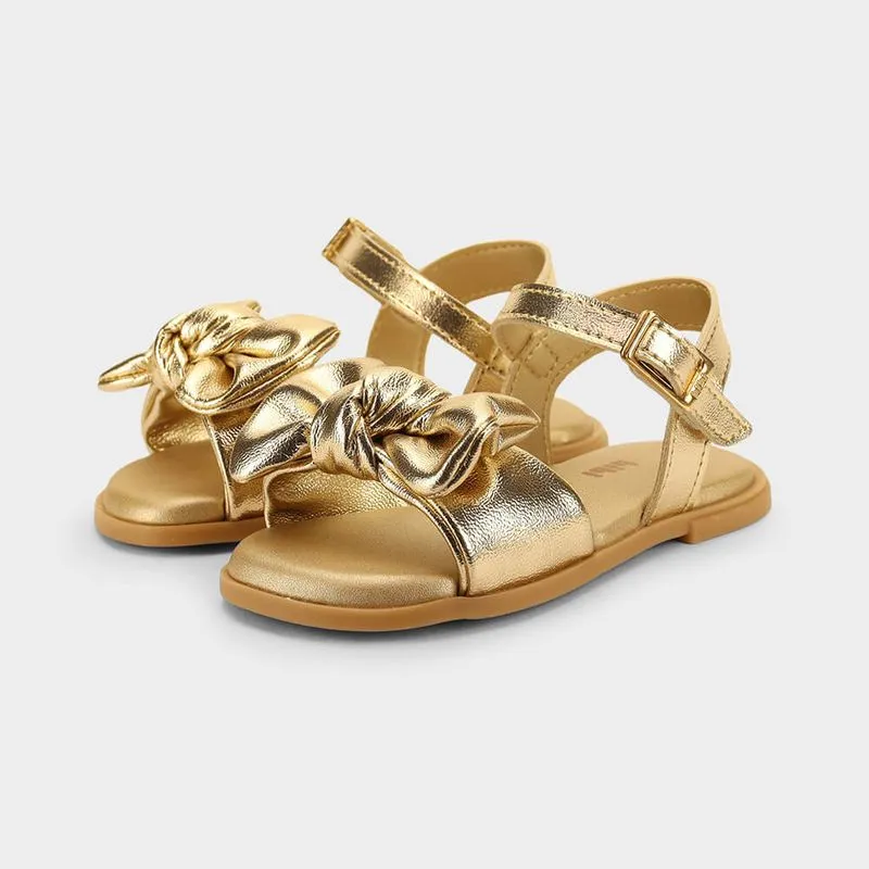 Sandália Infantil Bibi Shine Mini Dourada com Laço 27