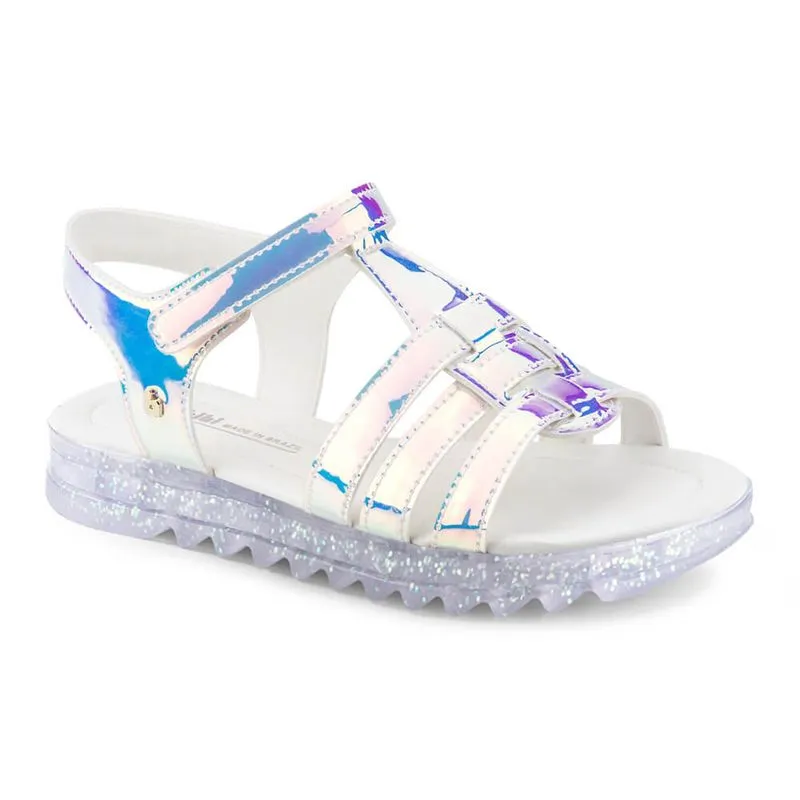 Sandália Infantil Feminina Bibi Flat Form Branca Holográfica 1059237 30