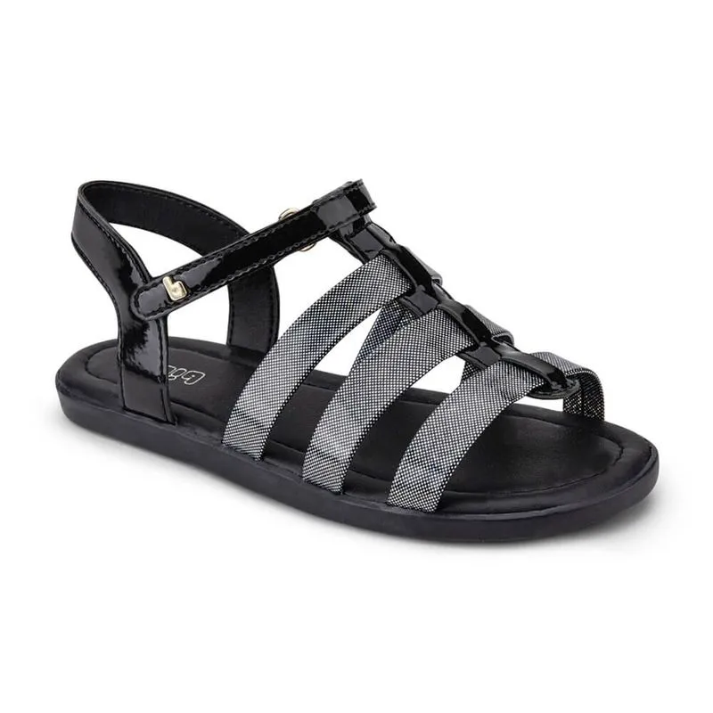 Sandália Infantil Feminina Bibi Soft Flat Preta Shine 1169071 27