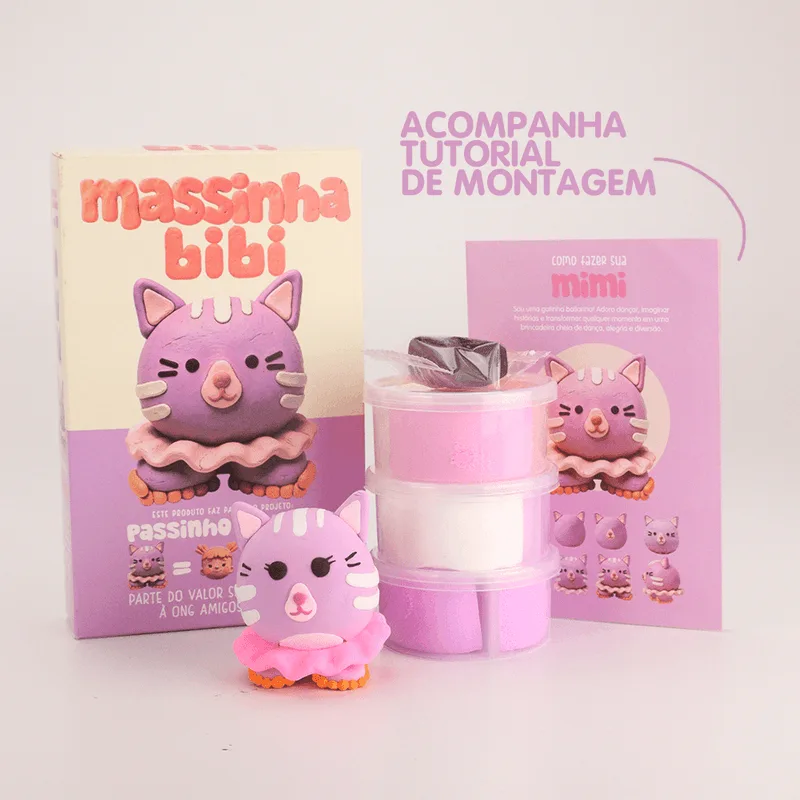 Kit Massinha de Modelar Infantil Air Clay Bibi Gatinha 16