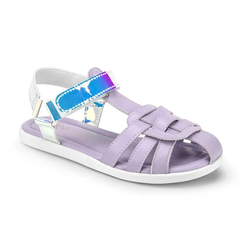Sandália Infantil Feminina Bibi Soft Flat Lilás Holográfica 1169110 34
