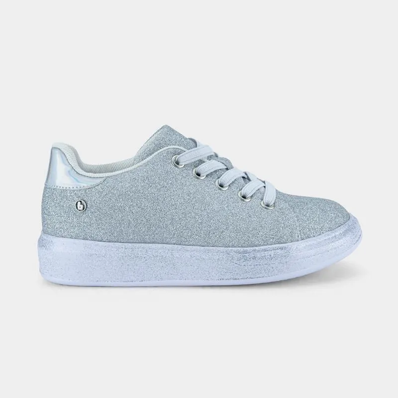 Tênis Infantil Bibi Casual Prata com Brilho Glam 37