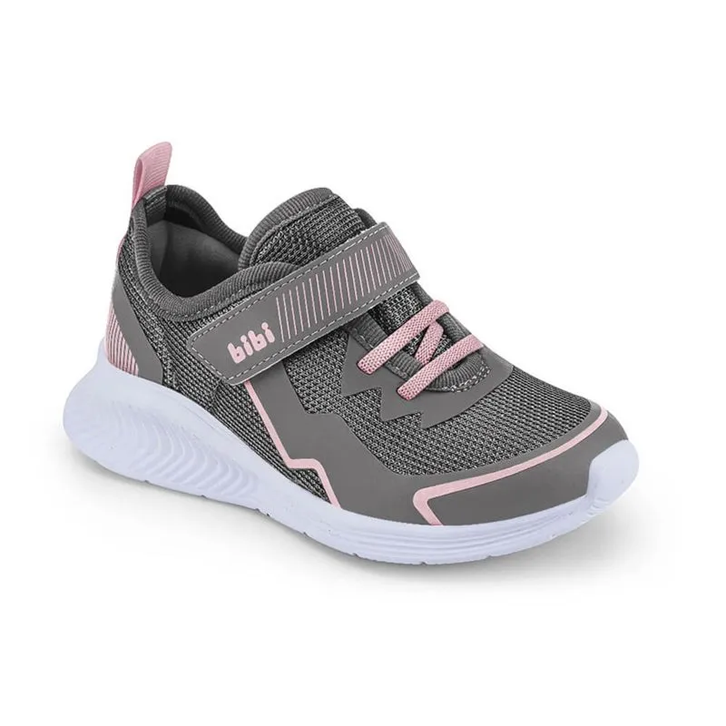 Tênis Infantil Bibi Cinza e Rosa com Velcro Fly Baby II 23
