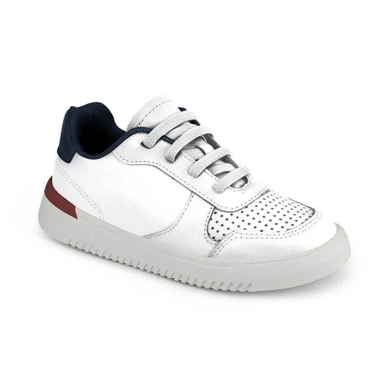 Tênis Infantil Bibi de Couro Branco com Azul New Way 30