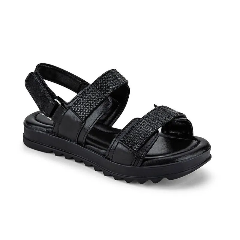 Sandália Infantil Bibi Tratorada Preta com Velcro Flat Form II 33
