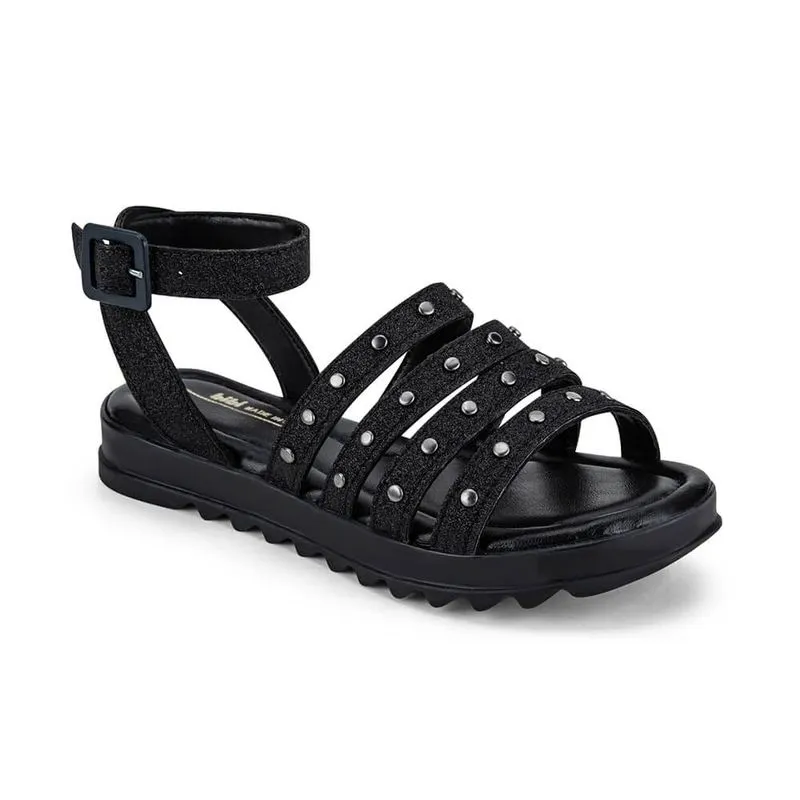 Sandália Infantil Bibi Tratorada Preta com Tachas Flat Form II 28
