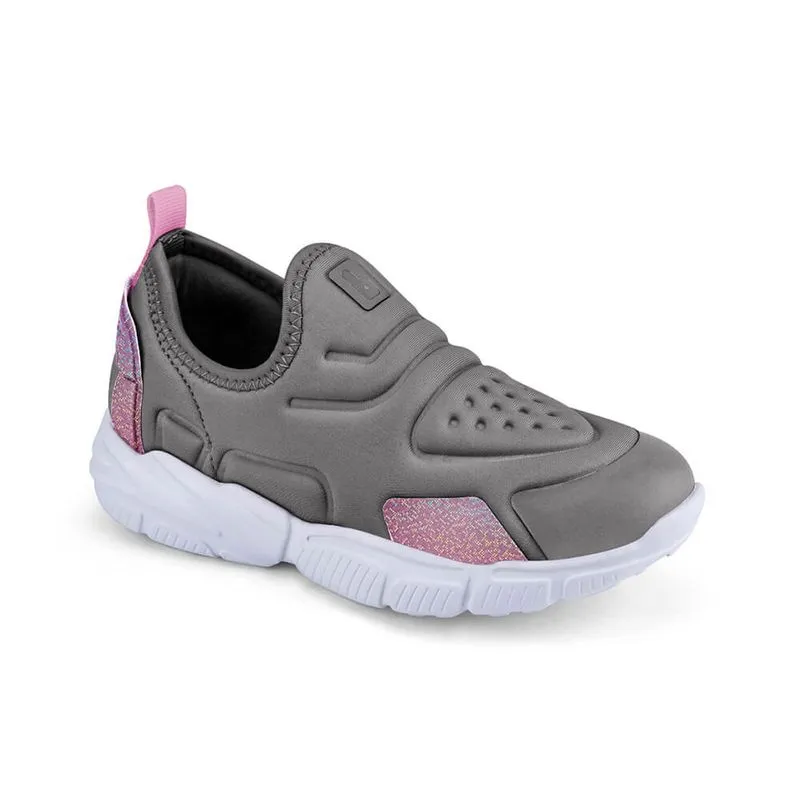 Tênis Infantil Feminino Cinza Grafite com Rosa Bibi Ever 36