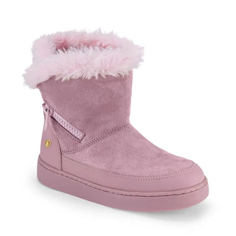 Bota Infantil Feminina Cano Baixo Rosa com Pelo Bibi Urban Boots 23