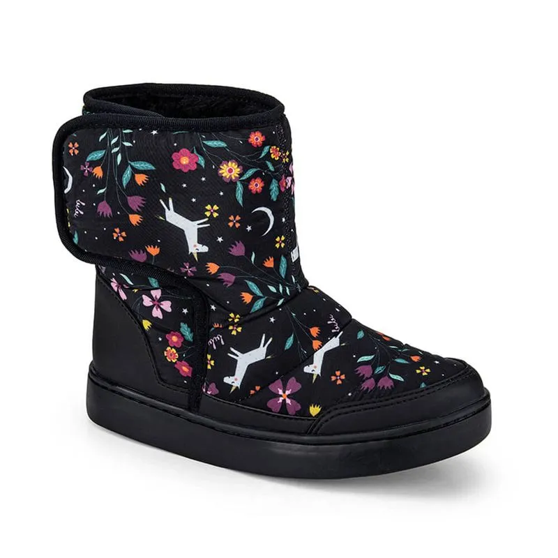 Bota Infantil Feminina Preta Estampa Floresta Encantada Bibi Urban Boots 33