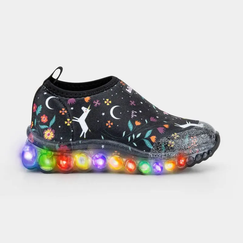 Tênis Infantil de Luz Bibi Estampa Dark Floral Roller Celebration 29