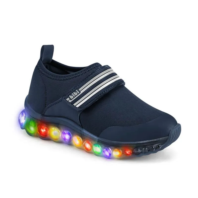 Tênis Infantil de Luz Masculino Azul Liso com Velcro Bibi Roller Celebration 22