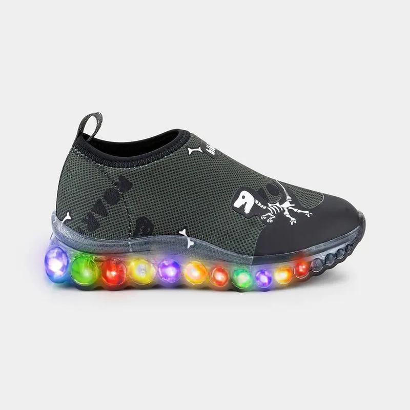 Tênis Infantil de Luz Masculino com Estampa Dino Fósseis Bibi Roller Celebration 32