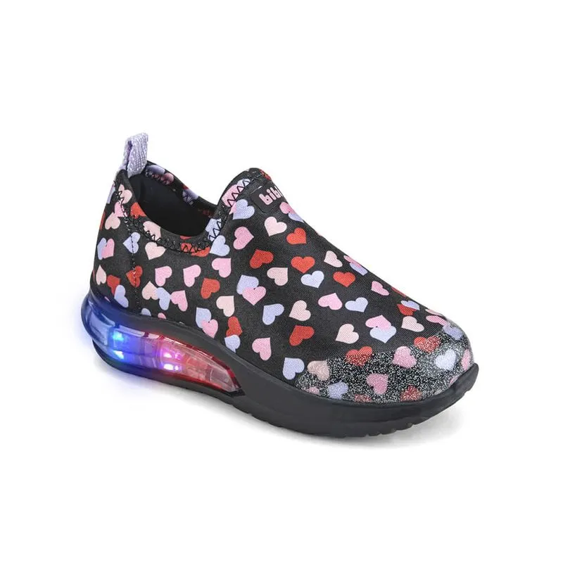 Tênis Infantil de Luz Feminino Preto com Corações Bibi Space Wave 3.0 29