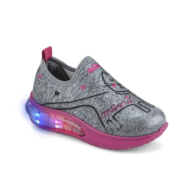 Tênis Infantil de Luz Feminino Cinza Estampa Gatinho Bibi Space Wave 3.0 21