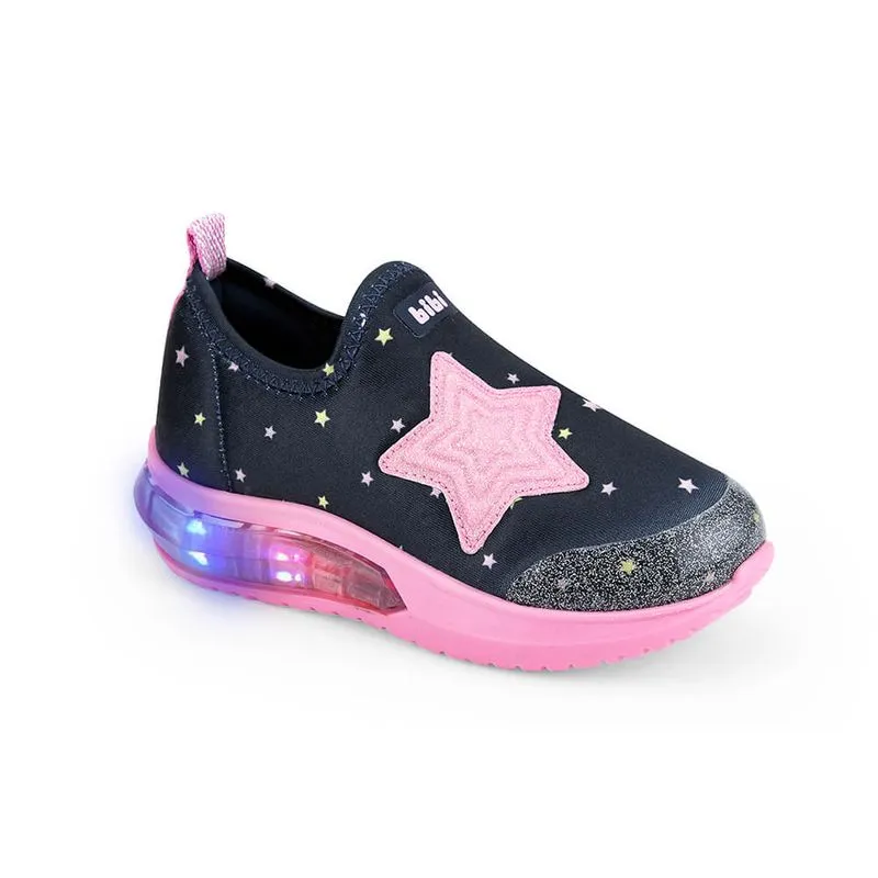 Tênis Infantil de Luz Feminino Azul Estampa Estrela Bibi Space Wave 3.0 23