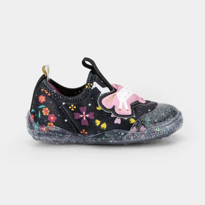 Tênis Infantil Bibi Casual Preto Estampa Floresta Encantada Fisioflex 4.0 II 24