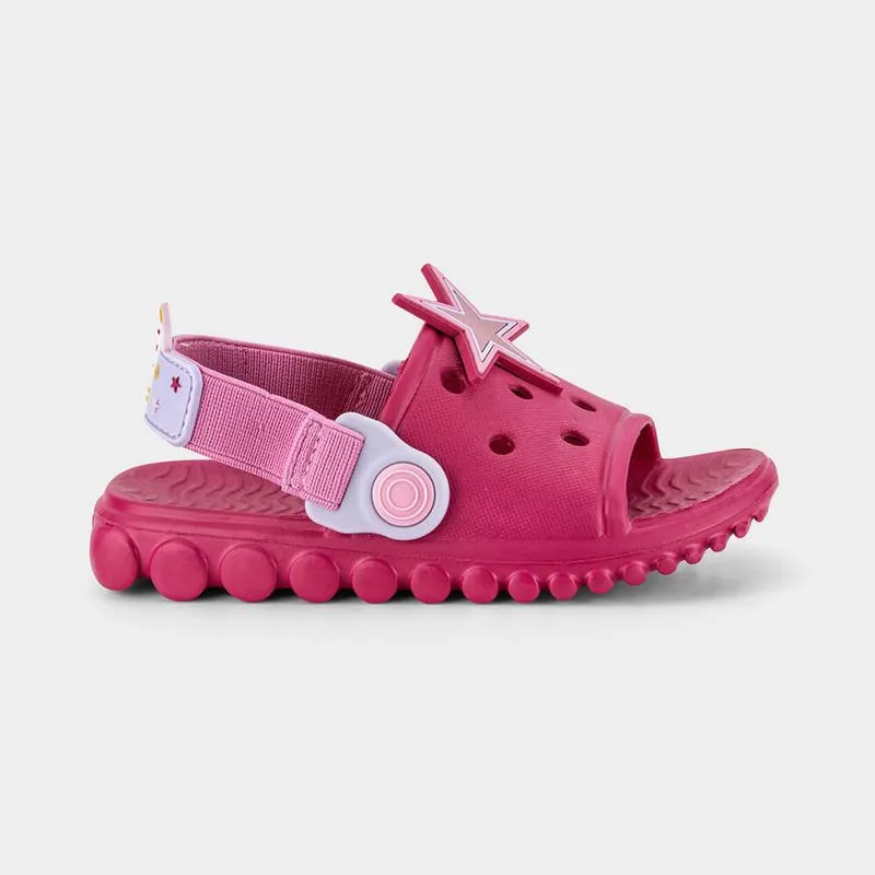 Chinelo Infantil Feminino Rosa com Estrela Bibi Sun Slide 23/24
