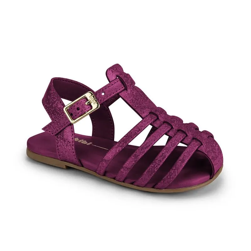 Sandália Infantil Bibi Arache Roxo Marsala Shine Mini Me 27