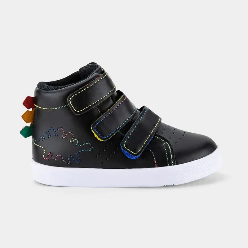 Bota Infantil de Couro Bibi Preta Estampa Dino Agility Mini II 23