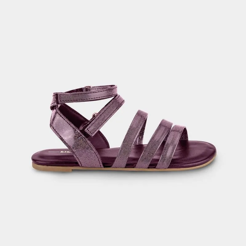 Sandália Infantil Bibi Roxo Marsala com Brilho Little Me 30