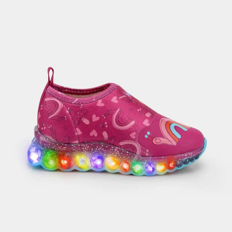Tênis Infantil de Luz Bibi Roller Celebration Rosa com Caracol 25