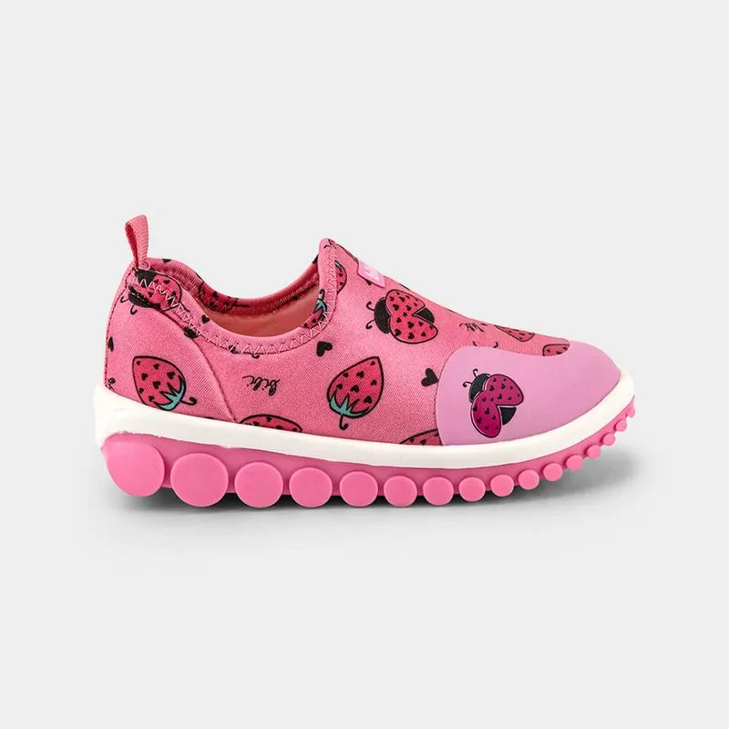 Tênis Infantil Bibi Roller 2.0 Rosa com Estampa Morango e Joaninha 26