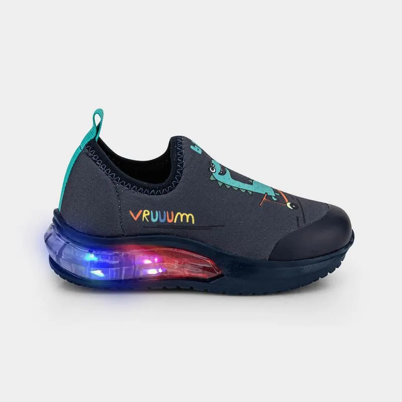 Tênis Infantil de Luz Bibi Space Wave 3.0 Azul Naval de Dino 30